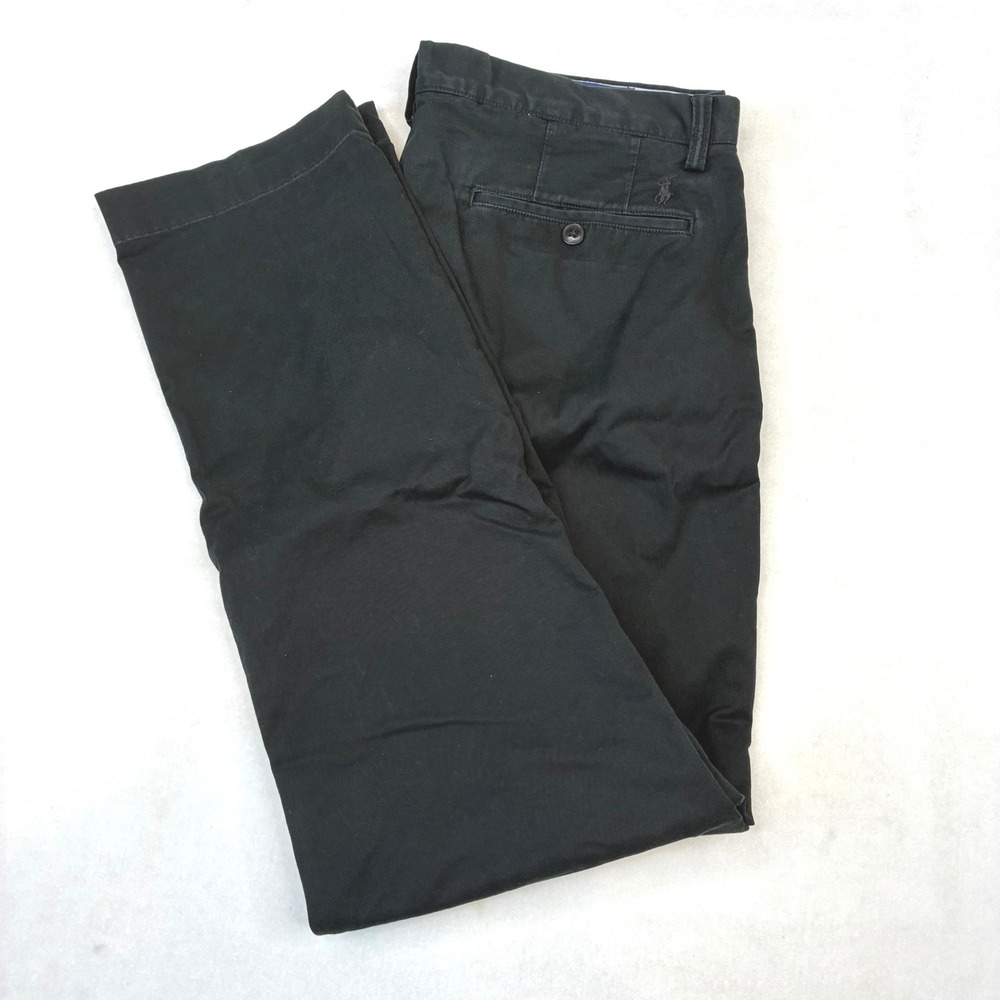 Polo Ralph Lauren Chino Pants Mens 34x32 Black Stretch Straight Fit Cotton Twill